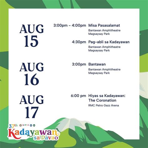 2022 Kadayawan sa Davao Schedule of Events and .